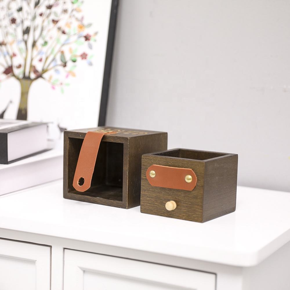 wooden storage box with leather Creative Design home furnishings Desktop decorations Custom colours Dimensions Logo available