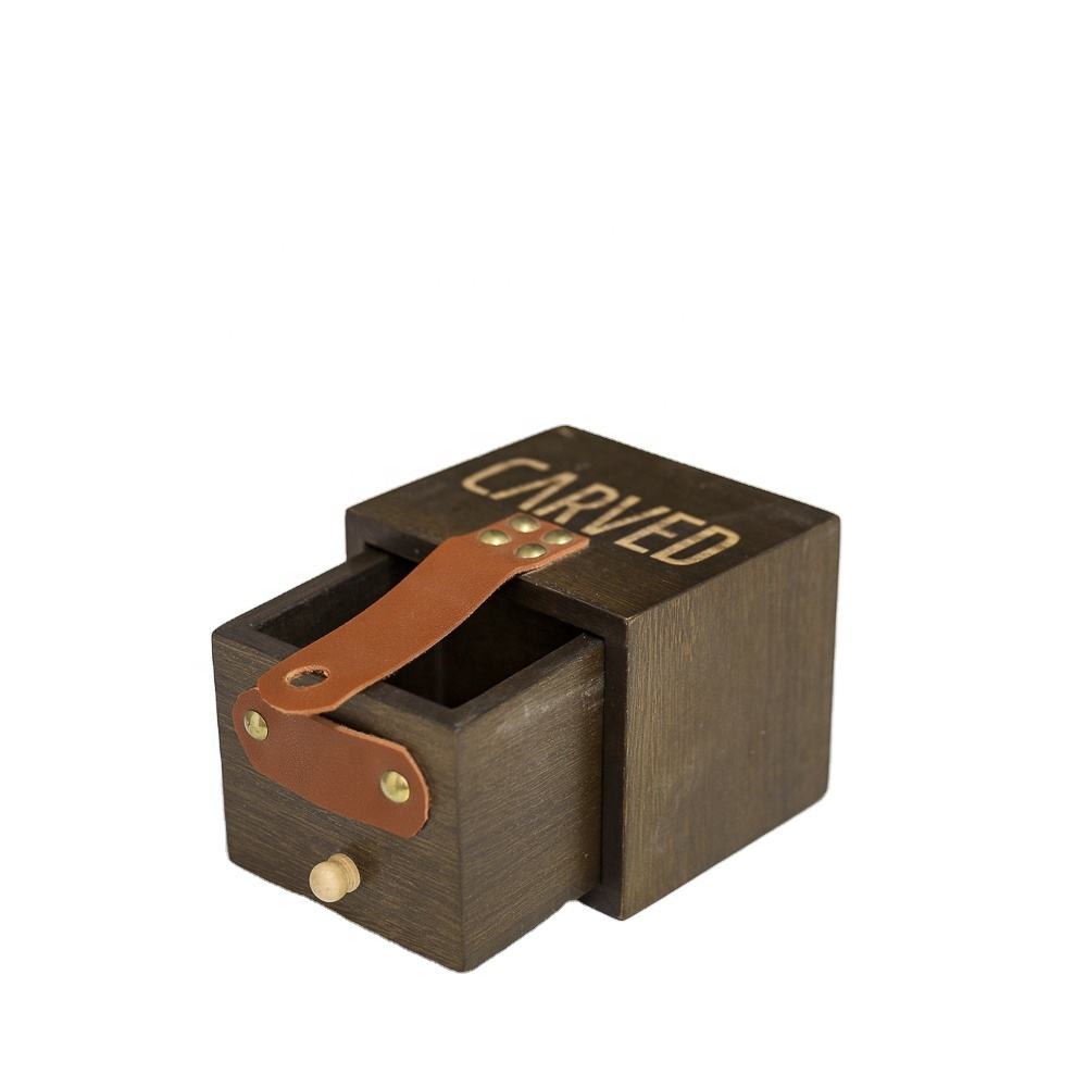 wooden storage box with leather Creative Design home furnishings Desktop decorations Custom colours Dimensions Logo available
