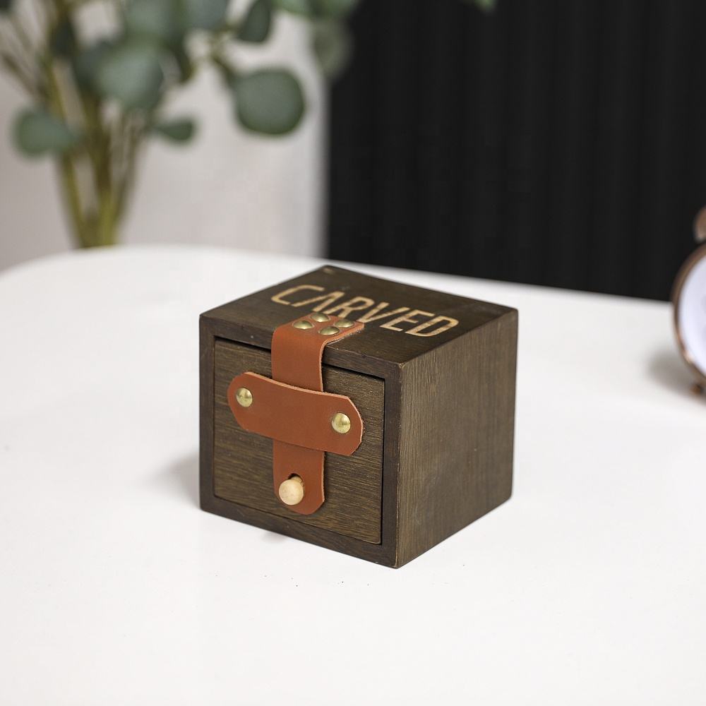 wooden storage box with leather Creative Design home furnishings Desktop decorations Custom colours Dimensions Logo available
