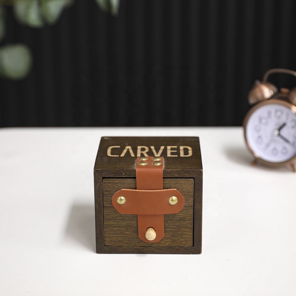 wooden storage box with leather Creative Design home furnishings Desktop decorations Custom colours Dimensions Logo available