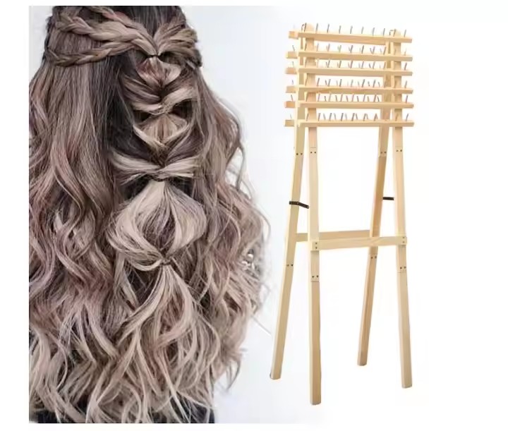FSC&BSCI Customsized Braiding Rack for Hair Braiding, 120 Pegs Braid Rack , Wooden Hair Separator Stand Hair Extension Holder