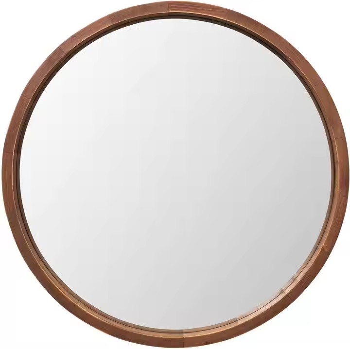 Hot Sale Wood Frame Round Wall Mirror Home Decor Modern Hanging Decorative Circle Mirror Farmhouse Mirror
