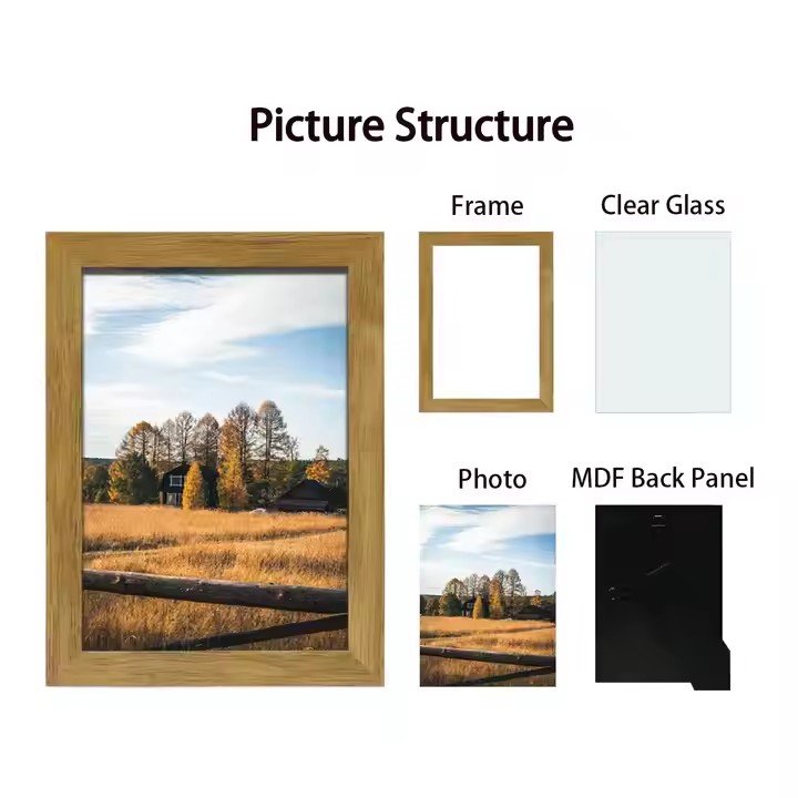 Wholesale Customizable Wedding Desk Home Decorate Picture Frame Wooden 4x6 5x7 7x9 9x12 Small Photo Frame Wood Painting Frame