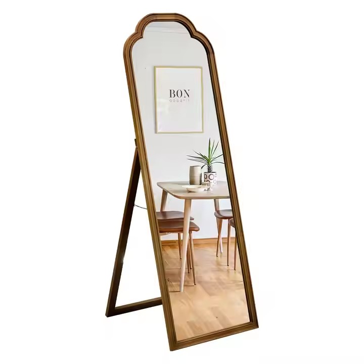 Solid Wood Full-Length Frame Wood Bathroom Wall Entryway Mirror Wood Frame Wall Mirror Full Length Mirror