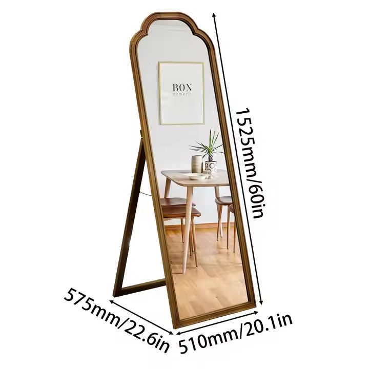 Solid Wood Full-Length Frame Wood Bathroom Wall Entryway Mirror Wood Frame Wall Mirror Full Length Mirror