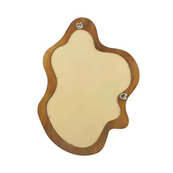 Customized Room Irregular Mirror Decorative Wooden Frame Mirror for Livingroom Decor Wall Wavy Decor Mirror