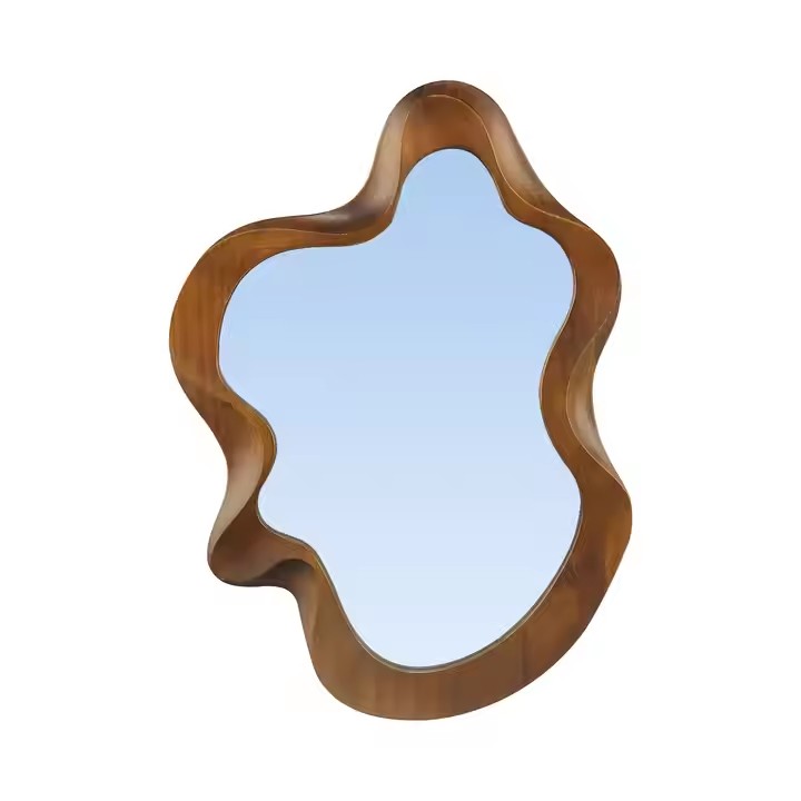 Dark Brown Bathroom Mirror Custom Wood Wall-Mounted Wooden Mirror Hanging Mirror