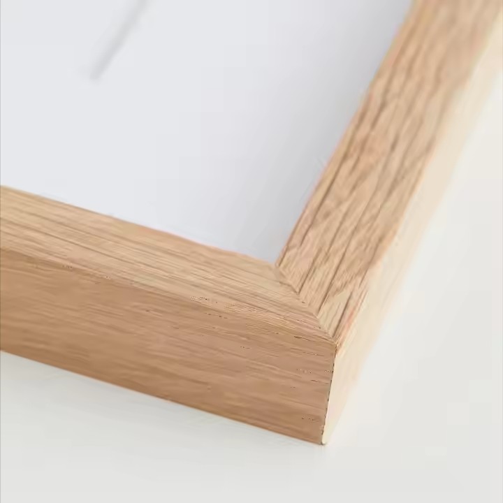 Solid Oak Wood Rectangle Hanging Picture Frame Real Glass Custom Color Simply Framed Wood Photos Frames