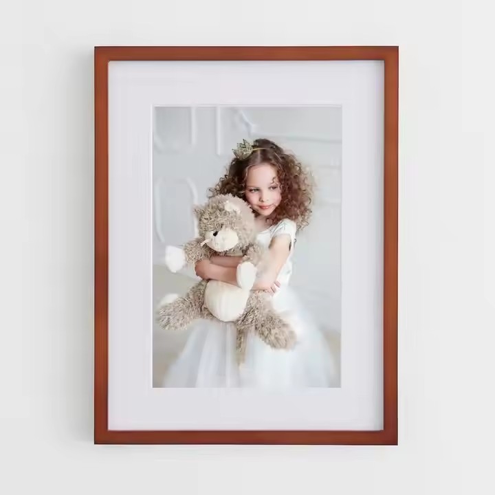 Solid Oak Wood Rectangle Hanging Picture Frame Real Glass Custom Color Simply Framed Wood Photos Frames