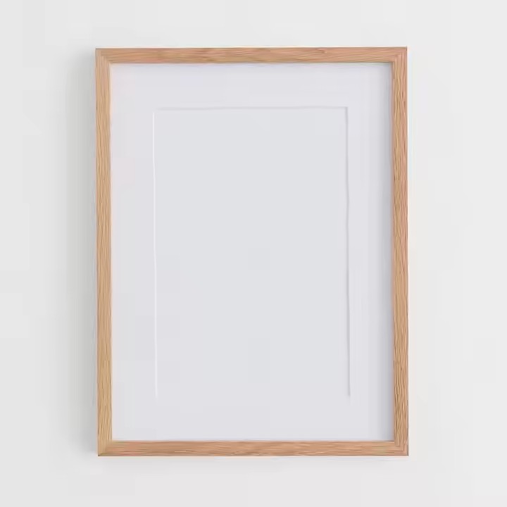 Solid Oak Wood Rectangle Hanging Picture Frame Real Glass Custom Color Simply Framed Wood Photos Frames