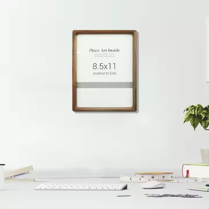8.5x11 Custom Brown Home Desktop Photo Frame Wooden Picture Frame for Living Room Bedroom