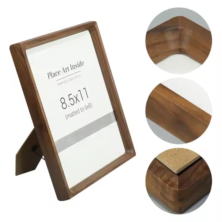 8.5x11 Custom Brown Home Desktop Photo Frame Wooden Picture Frame for Living Room Bedroom