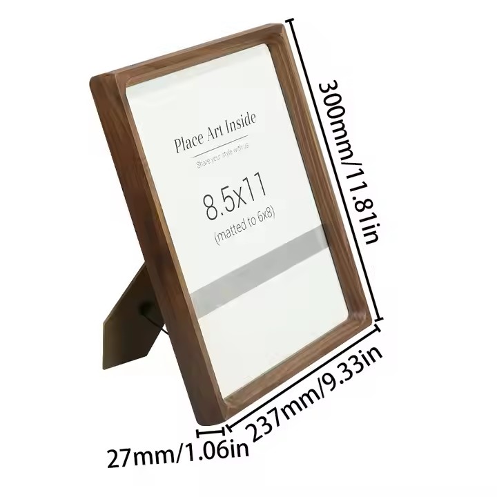8.5x11 Custom Brown Home Desktop Photo Frame Wooden Picture Frame for Living Room Bedroom