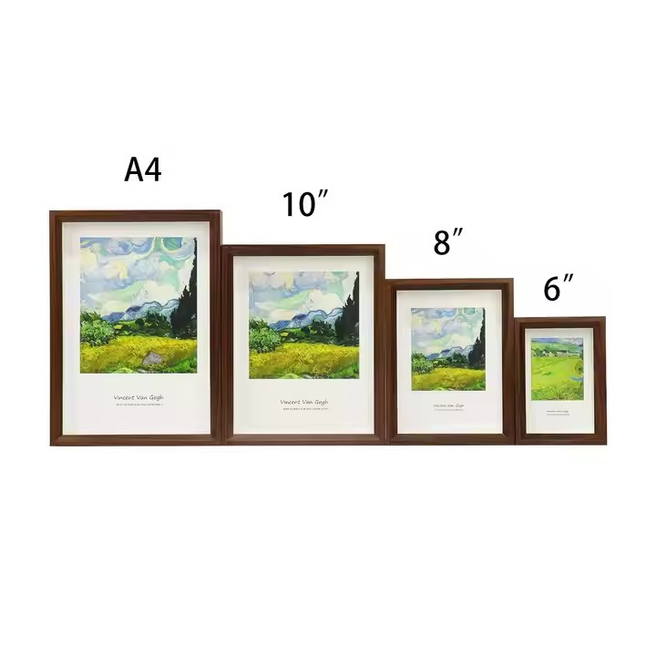 Picture Frame for Tabletop Display Wall Mount Solid Wood High Definition Glass Photo Frame Set of 4 Picture Frames Photo