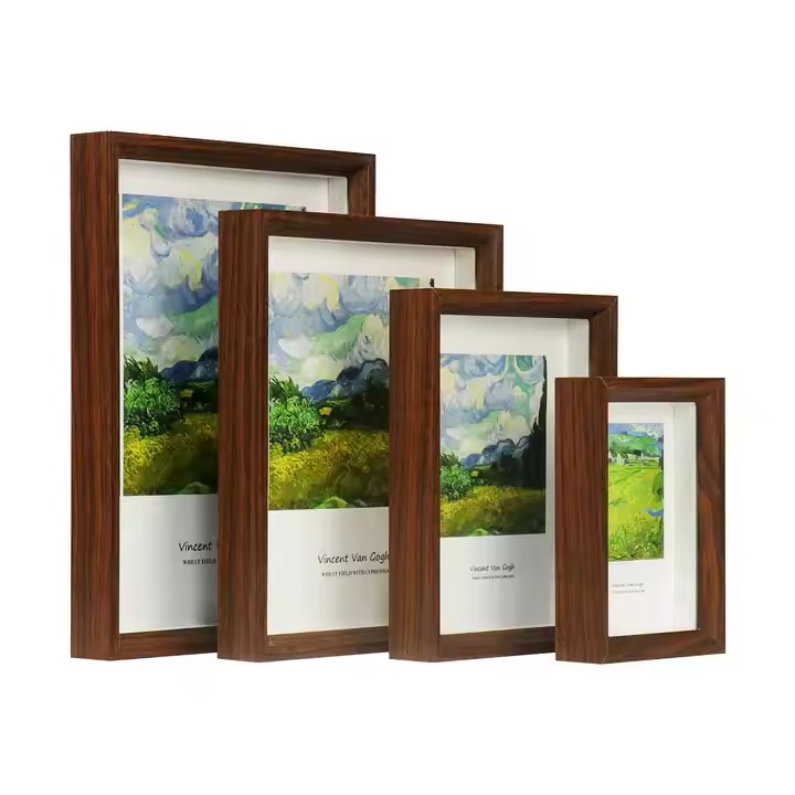 Picture Frame for Tabletop Display Wall Mount Solid Wood High Definition Glass Photo Frame Set of 4 Picture Frames Photo