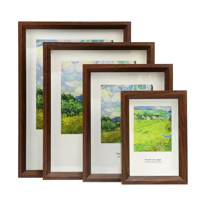 Picture Frame for Tabletop Display Wall Mount Solid Wood High Definition Glass Photo Frame Set of 4 Picture Frames Photo