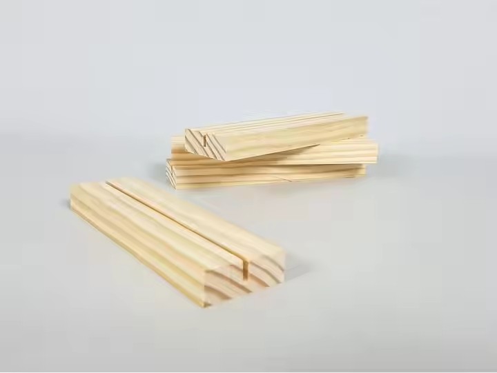 Custom Photo Base Pine Wood Stand Unfinished Rectangle Display Wooden Bases with groove Wood Blocks