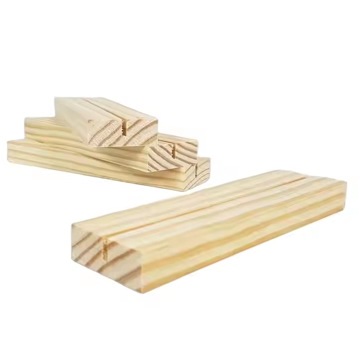 Custom Photo Base Pine Wood Stand Unfinished Rectangle Display Wooden Bases with groove Wood Blocks