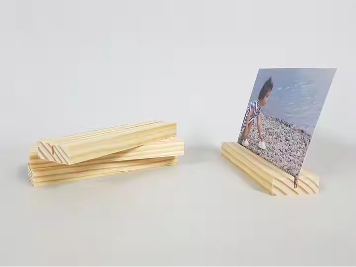 Custom Photo Base Pine Wood Stand Unfinished Rectangle Display Wooden Bases with groove Wood Blocks
