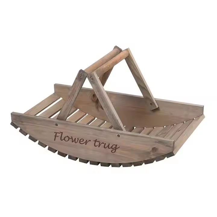 Handle Rustic Wooden Garden Bucket Trug Garden Flower Trug Wooden Trug Basket