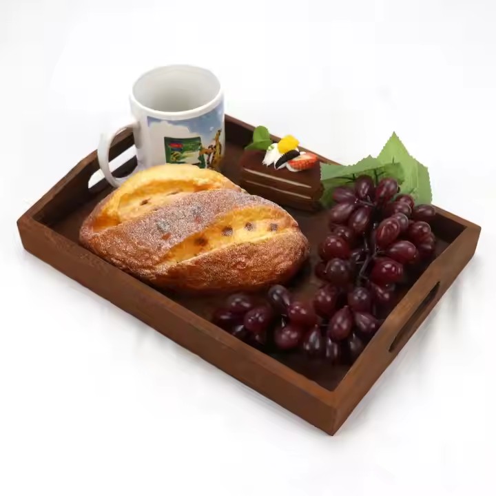 FSC&BSCI Wooden Tray Restaurant Bar Family Wood Serving Tray Wooden Trays for Food Tea Coffee Drinks and Fruits