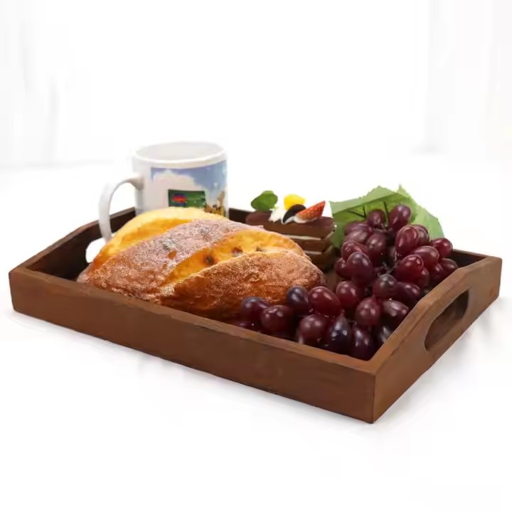 FSC&BSCI Wooden Tray Restaurant Bar Family Wood Serving Tray Wooden Trays for Food Tea Coffee Drinks and Fruits