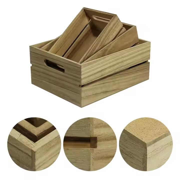 Wooden Storage Basket with Bow Home Decoration Manufacturer Personalised Designs Creative Styling Can Be Customized Color Size