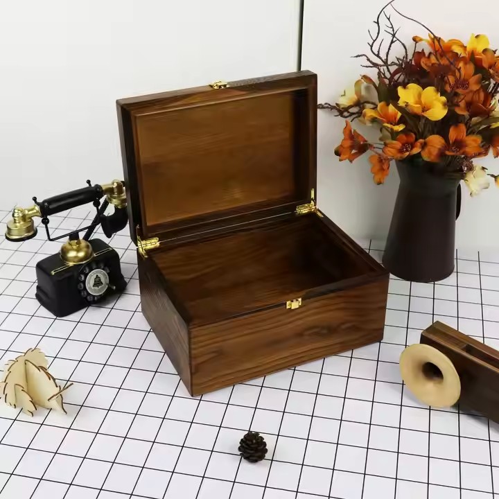 Custom Wood Box Earrings Necklace Jewelry Wooden Storage case Organizer Box with Lock