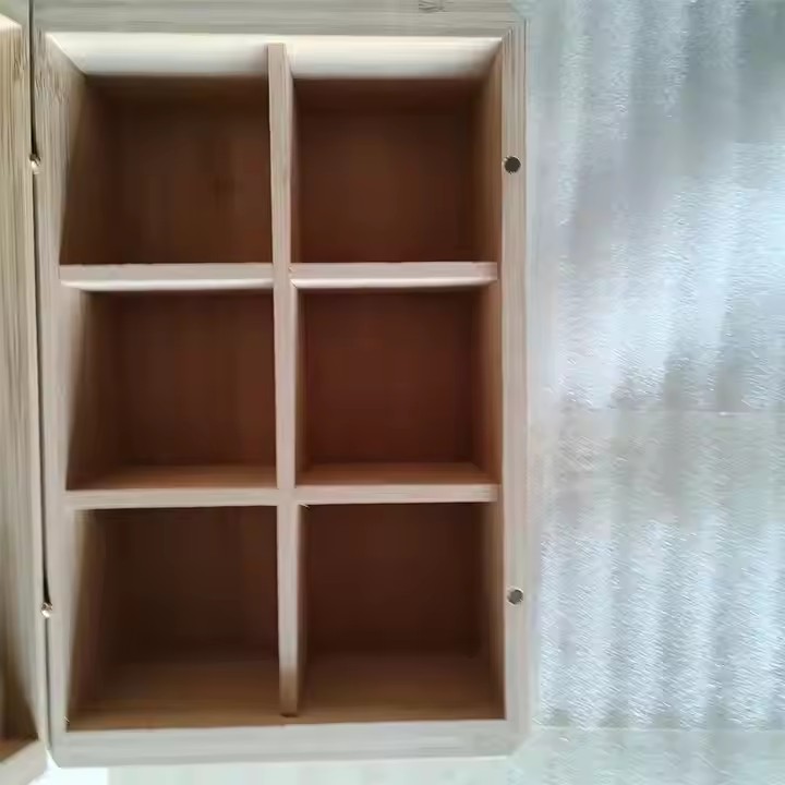 FSC Wooden 6 Slots Storage Box Bamboo Tea Box Holder for Tea Bags Organizer Bamboo Tea Packing Box
