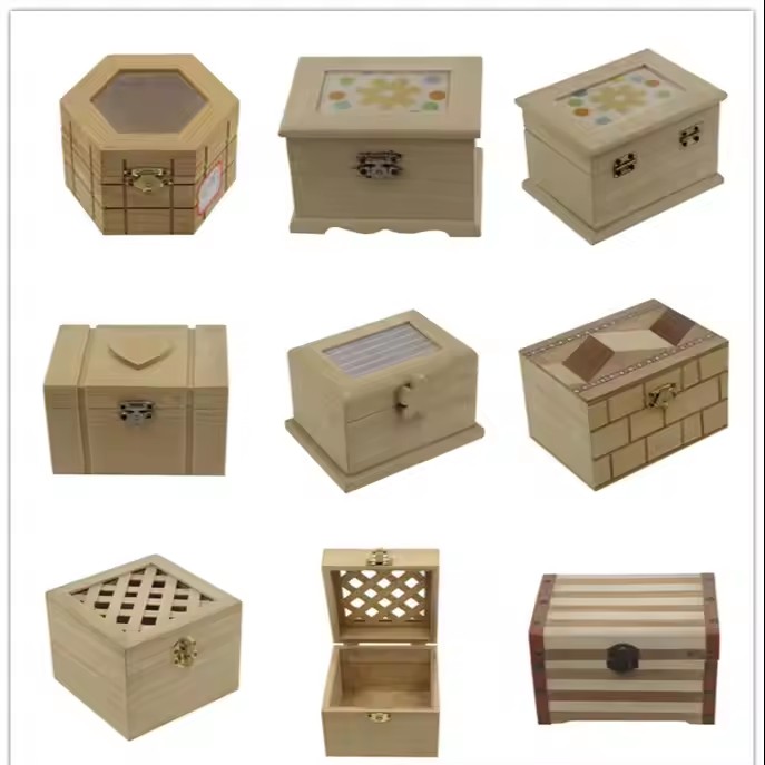 Custom Size Material Factory Unfinished Wood Box Wooden & Bamboo Boxes for Gift Storage