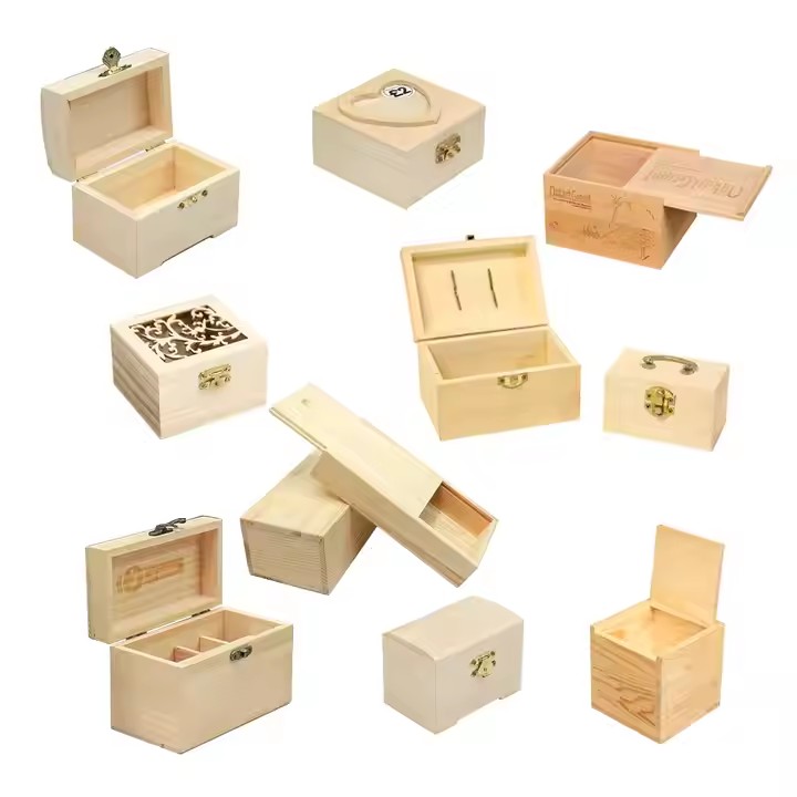 Custom Size Material Factory Unfinished Wood Box Wooden & Bamboo Boxes for Gift Storage