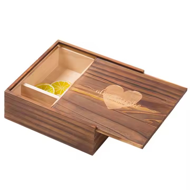 OEM FACTORY Custom logo clear Lid Natural Color Solid Wood Packaging Pine Wooden Gift Package Boxes