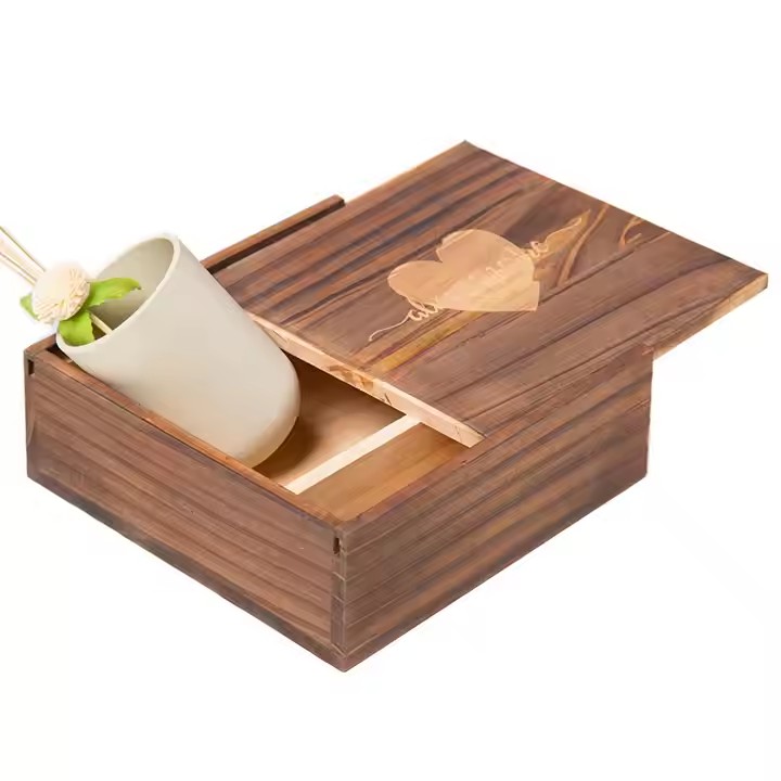 OEM FACTORY Custom logo clear Lid Natural Color Solid Wood Packaging Pine Wooden Gift Package Boxes