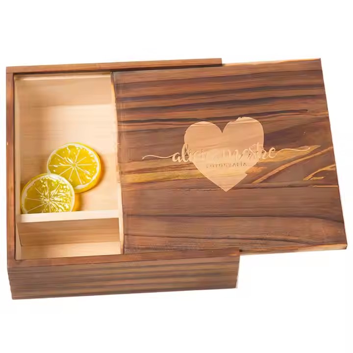 OEM FACTORY Custom logo clear Lid Natural Color Solid Wood Packaging Pine Wooden Gift Package Boxes