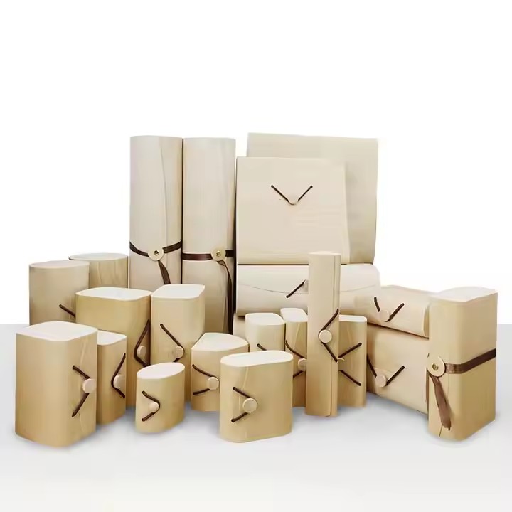 Custom Soft Wood Gift Packaging Storage Craft Bark Box Wood Cheese Cake Cylinder Birch Veneer Box