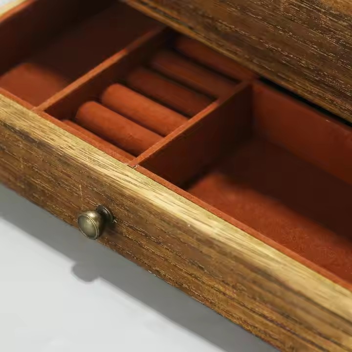 Watch Box Case for Men Women with Large Glass Lid, Wooden Watch Display Storage Box Retro Burlywood Mens Watch Box Organizer