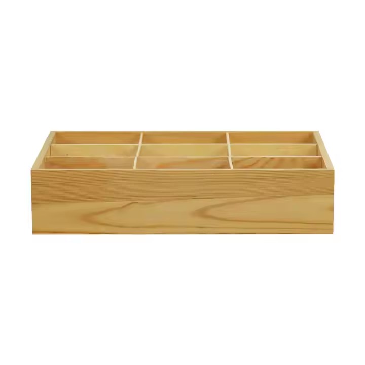 Eco-friendly Creative Pine Wood Boxes Compartment Wood Rectangle Box Without Lids