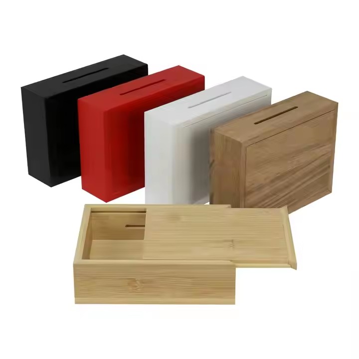 real wood Box Wooden Treasure Boxes Natural DIY Craft Stash Boxes with Slide Top for Crafts Art Hobbies Home Storage