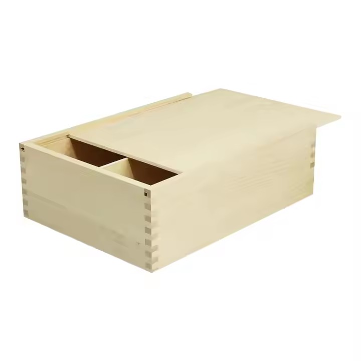 Wholesale Slide Top Wood Boxes Unfinished Small Cheap Wooden Gift Packaging Box with Sliding Lid