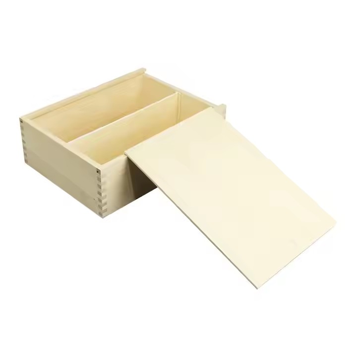 Wholesale Slide Top Wood Boxes Unfinished Small Cheap Wooden Gift Packaging Box with Sliding Lid