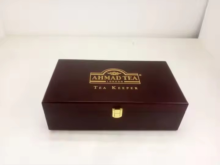 Luxury Wooden Tea Storage Chest Box - 6 Compartment Tea Bags Organizer Container With Clear Glass Window Lid