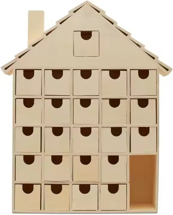 Custom House Shape Plywood Advent Calendar Advent Calendar Drawers OEM Christmas Wooden Advent Calendar