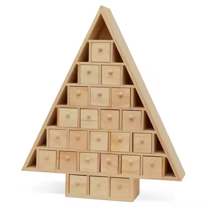 Custom House Shape Plywood Advent Calendar Advent Calendar Drawers OEM Christmas Wooden Advent Calendar