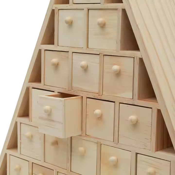 Custom House Shape Plywood Advent Calendar Advent Calendar Drawers OEM Christmas Wooden Advent Calendar