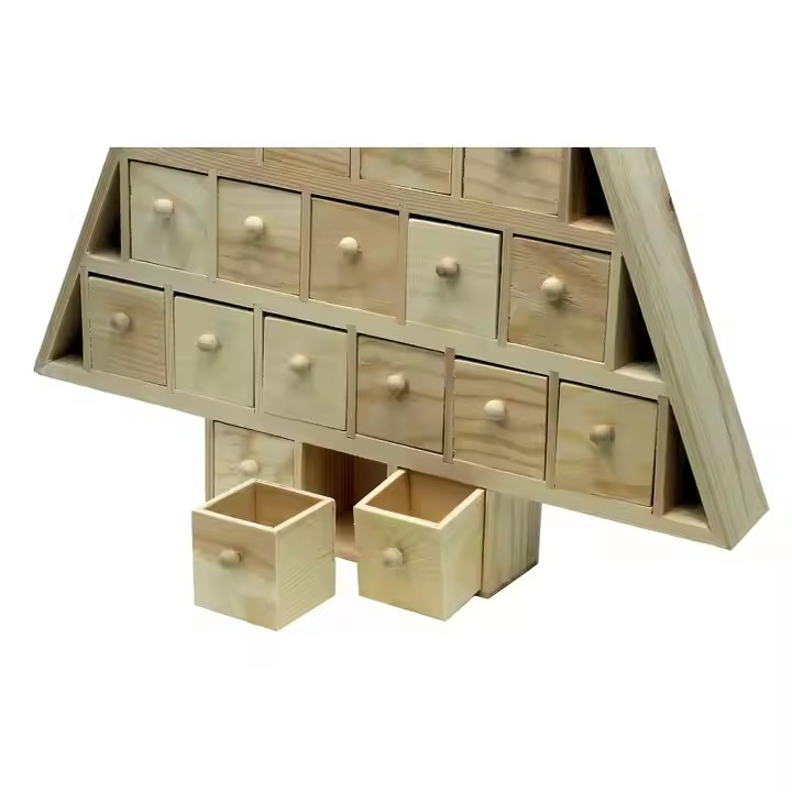 Custom House Shape Plywood Advent Calendar Advent Calendar Drawers OEM Christmas Wooden Advent Calendar
