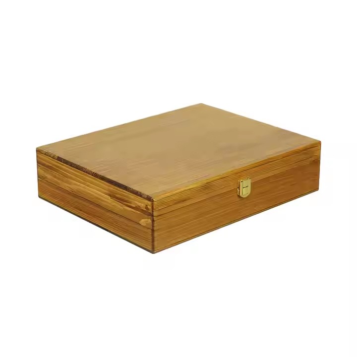ODM OEM Custom 19 Years Factory Storage Burning Color Paulownia Wooden Storage Boxes With Hinging and Lid