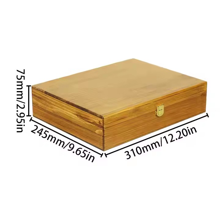ODM OEM Custom 19 Years Factory Storage Burning Color Paulownia Wooden Storage Boxes With Hinging and Lid