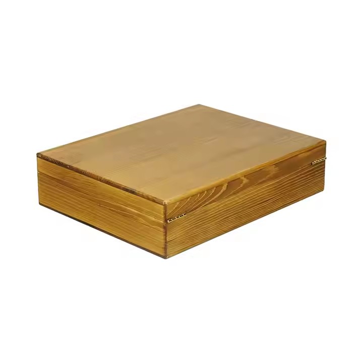 ODM OEM Custom 19 Years Factory Storage Burning Color Paulownia Wooden Storage Boxes With Hinging and Lid