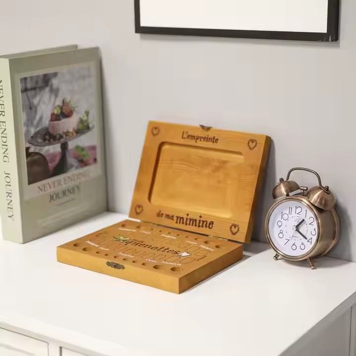 FSC&BSCI Baby Tooth Box ,Wooden Kids Keepsake Organizer for Baby Teeth, Cute Children Tooth Container