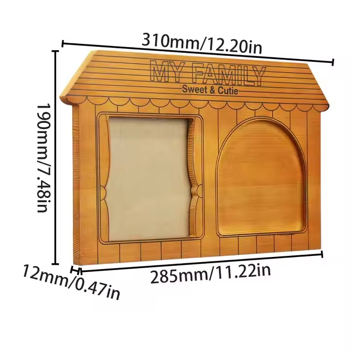 5x7 Custom Creative House Shapes Wall Mounted Frame Photo Frame Wooden Picture Frame